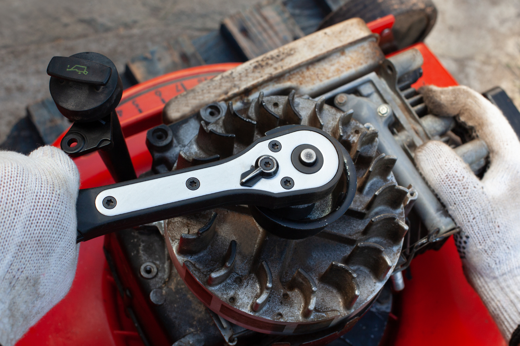 Trainee learning basic small motor maintenance