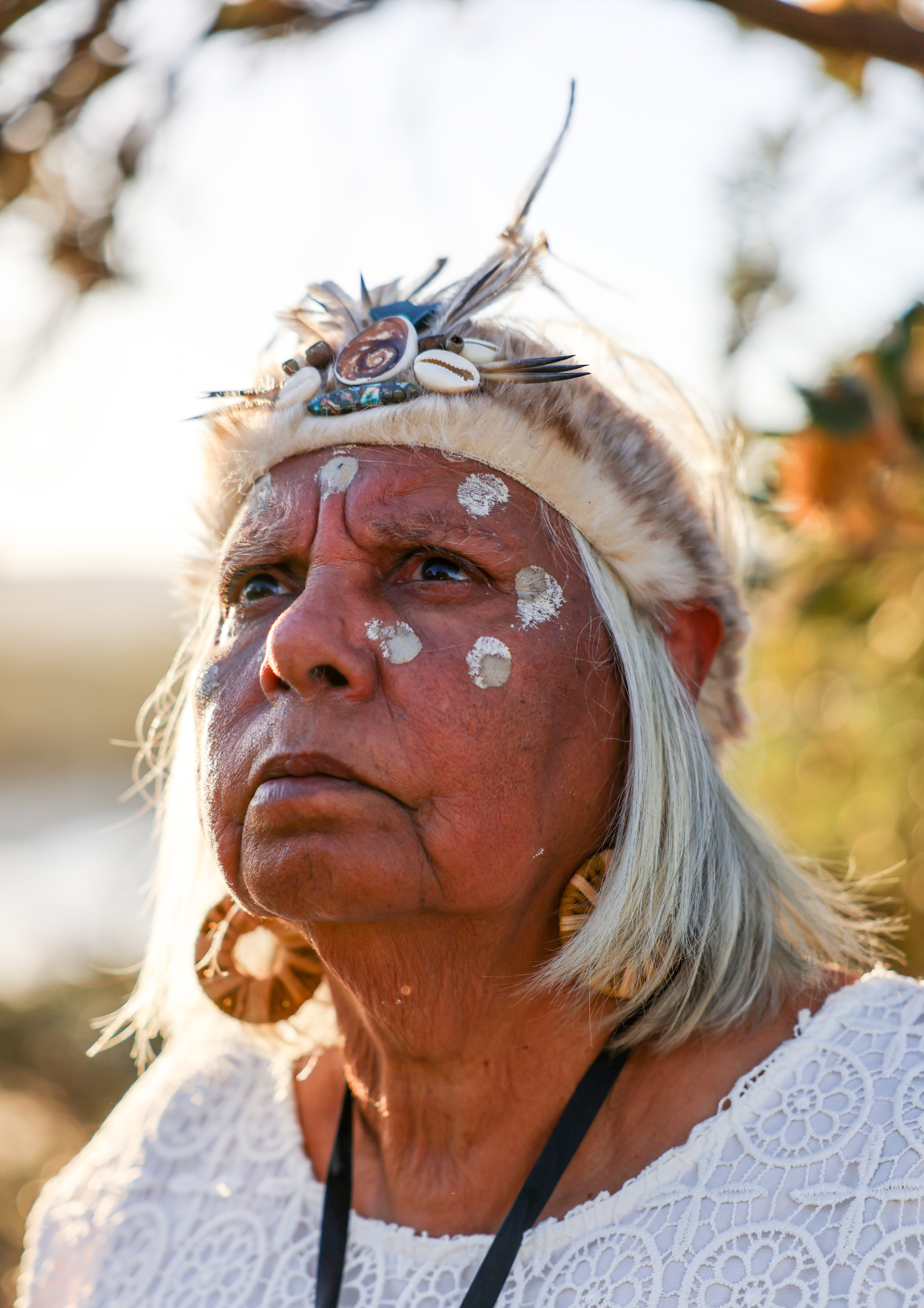 Indegenous Australian woman participating in cultural celebration in Moreton Bay