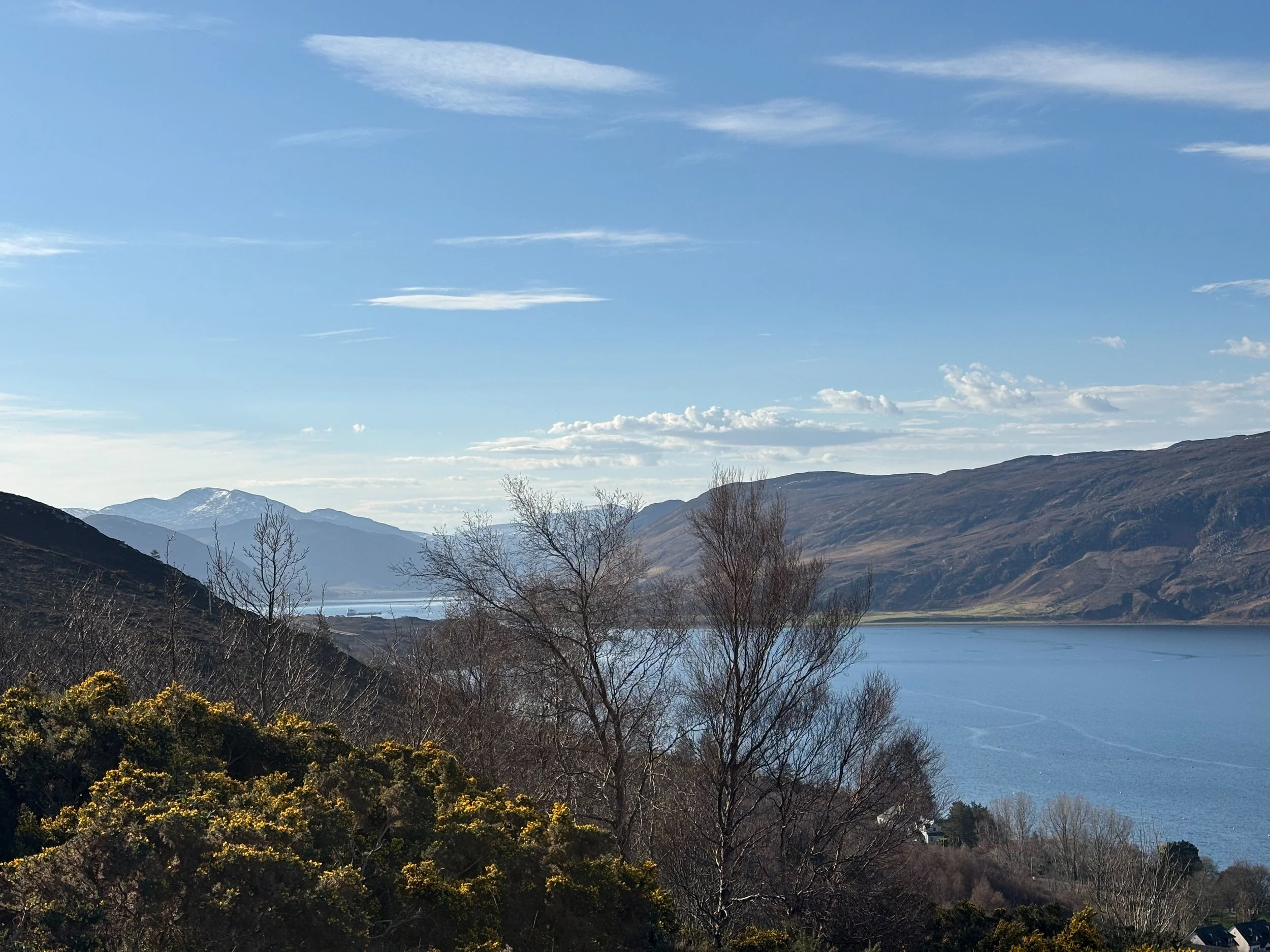 View from Ullapool Hill over Loch Broom towards the mountains south of Ullapool in the North West Highlands