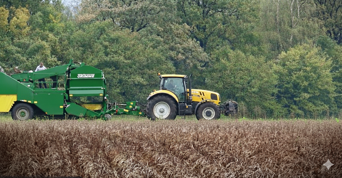 Tractor on potatoe field