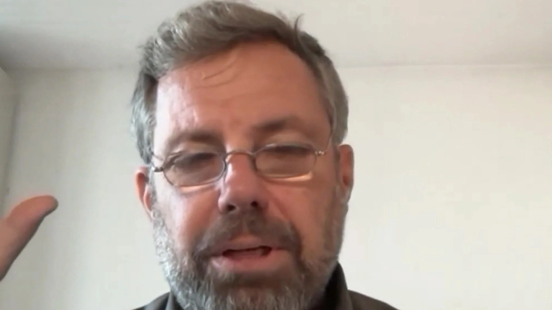 Matthias Nachtmann gesturing as he explains a point during the recording of The First Mile Episode 2