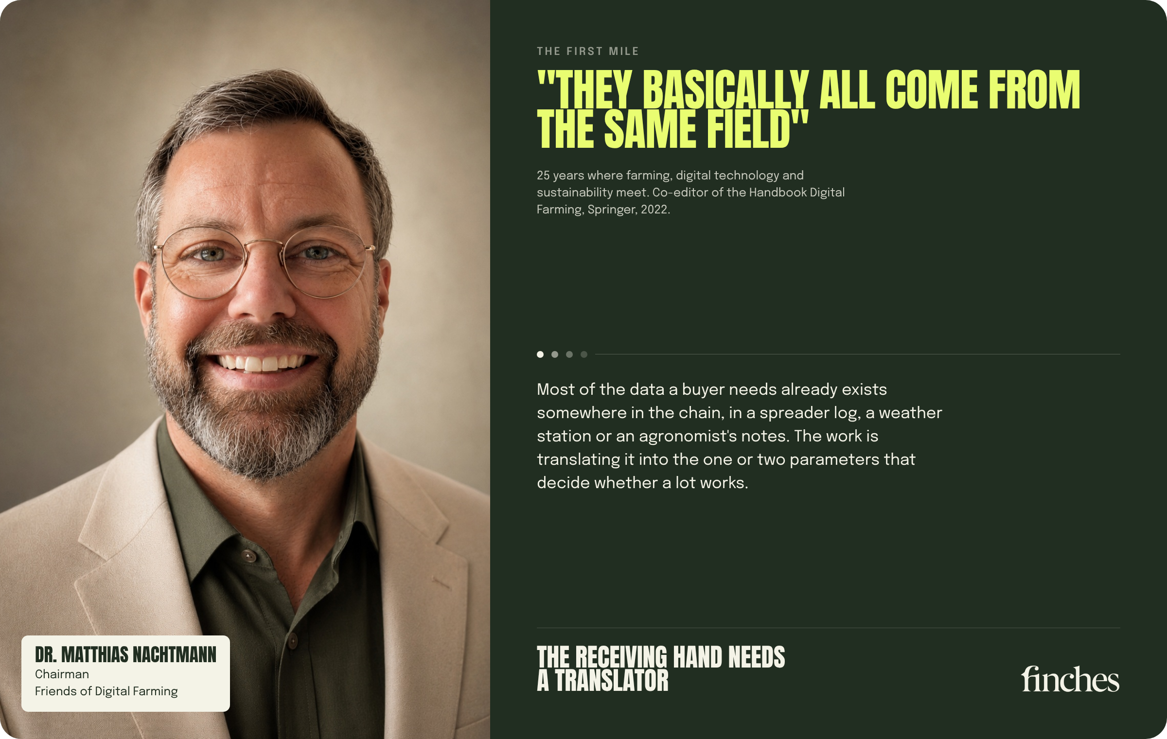 Quote card with Matthias Nachtmann saying products on the same shelf basically all come from the same field