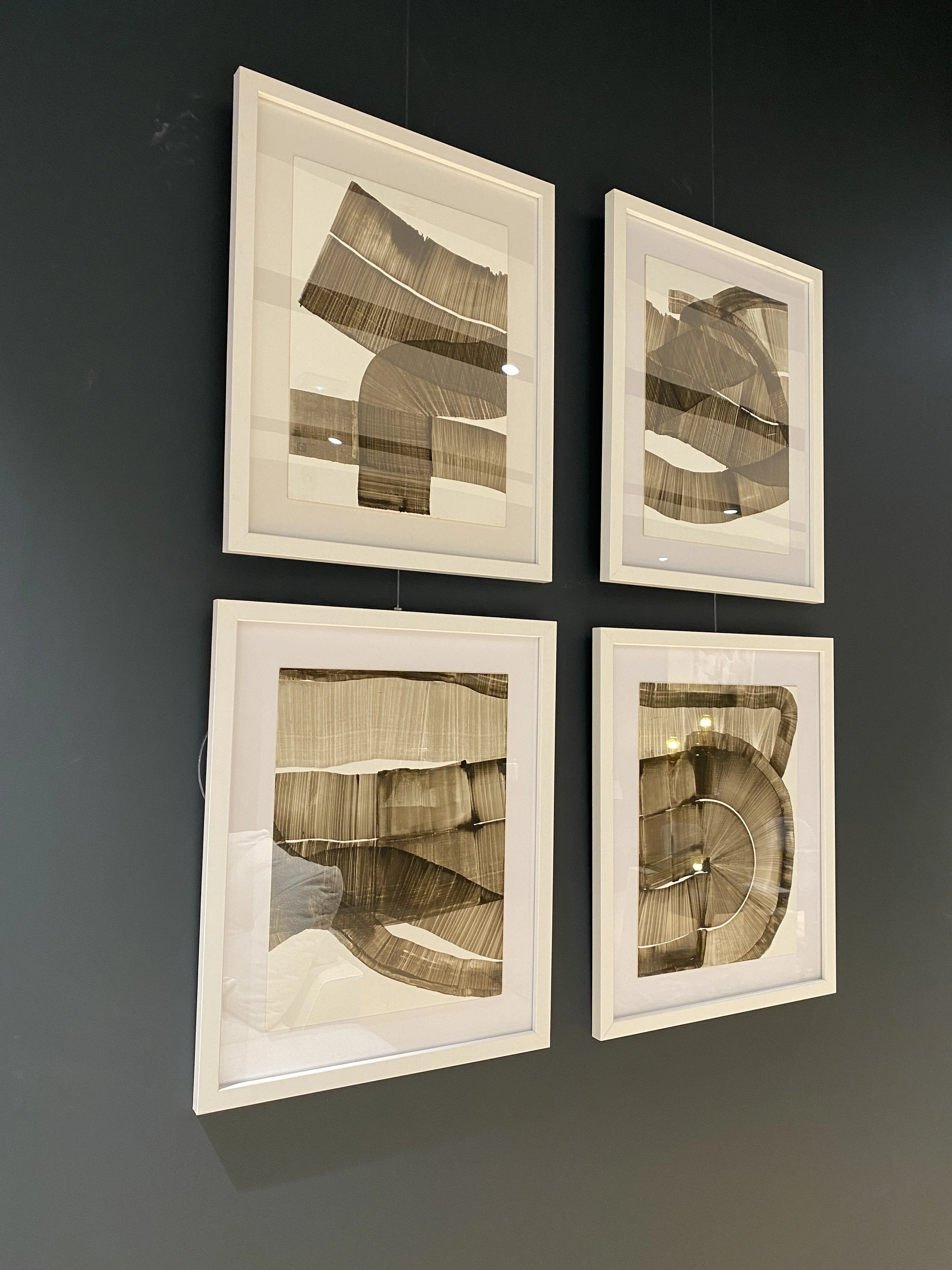 Tourbillons et Connexions, encre sur papier toilé, 30X40 (polyptyque)