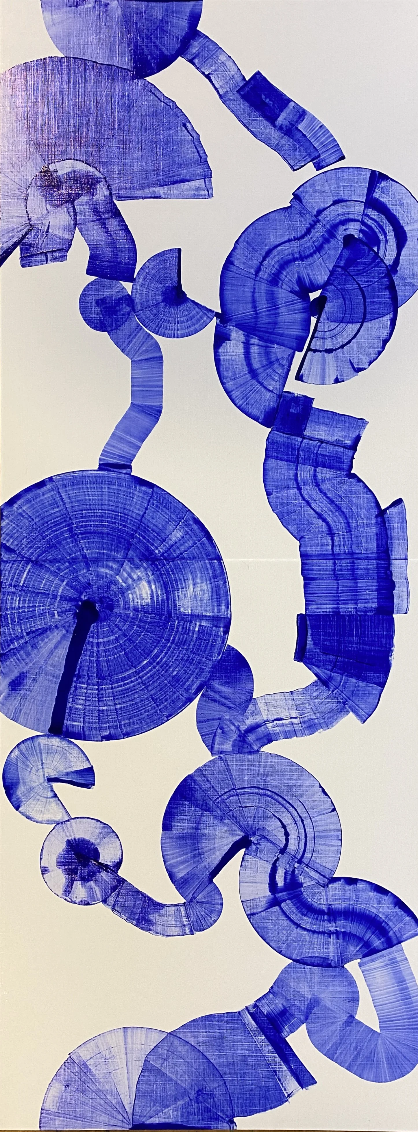 Tourbillons et Connexions, encre sur papier toilé, 80X30 (diptyque)