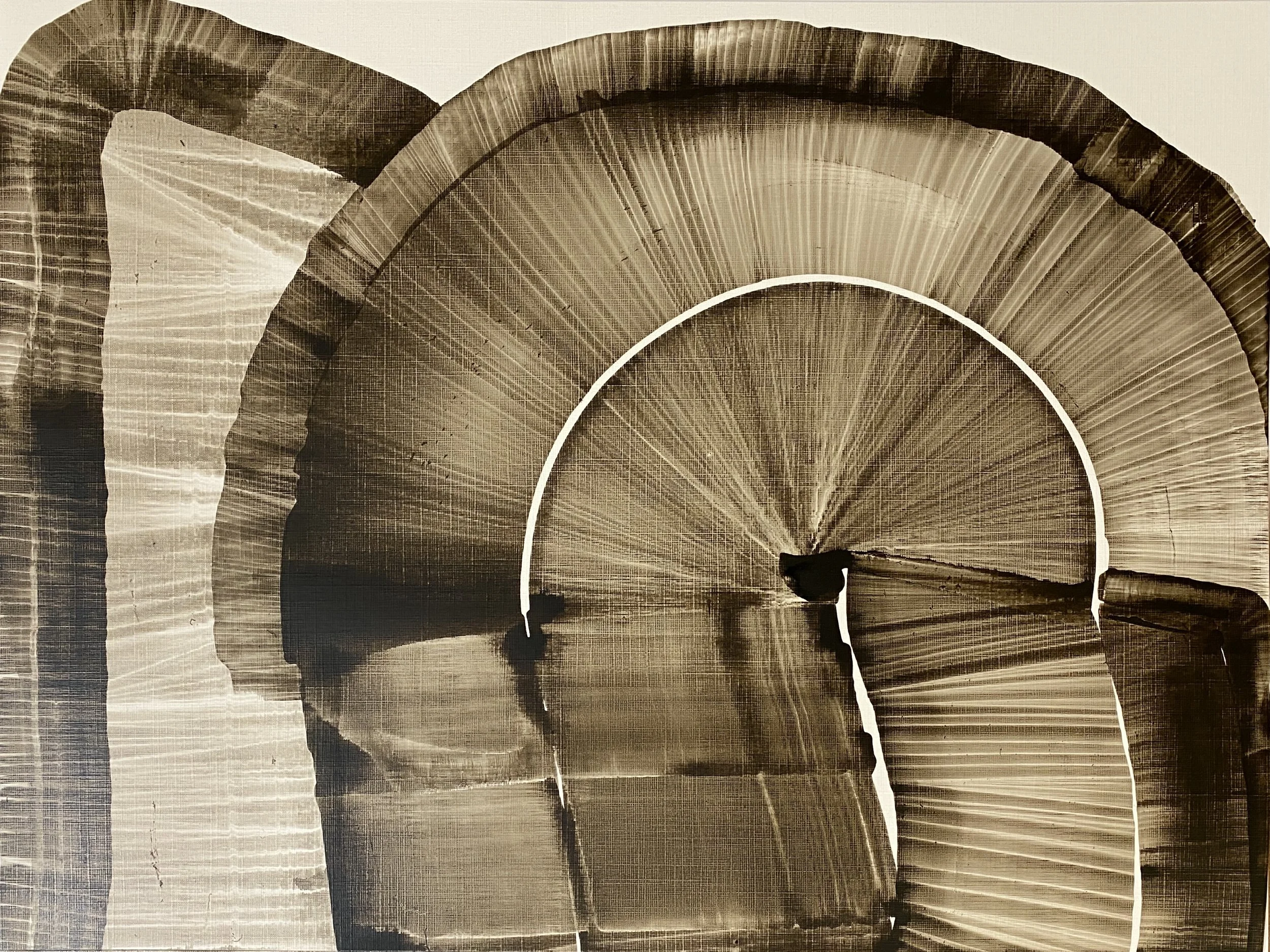 Tourbillons et Connexions, encre sur papier toilé, 30X40