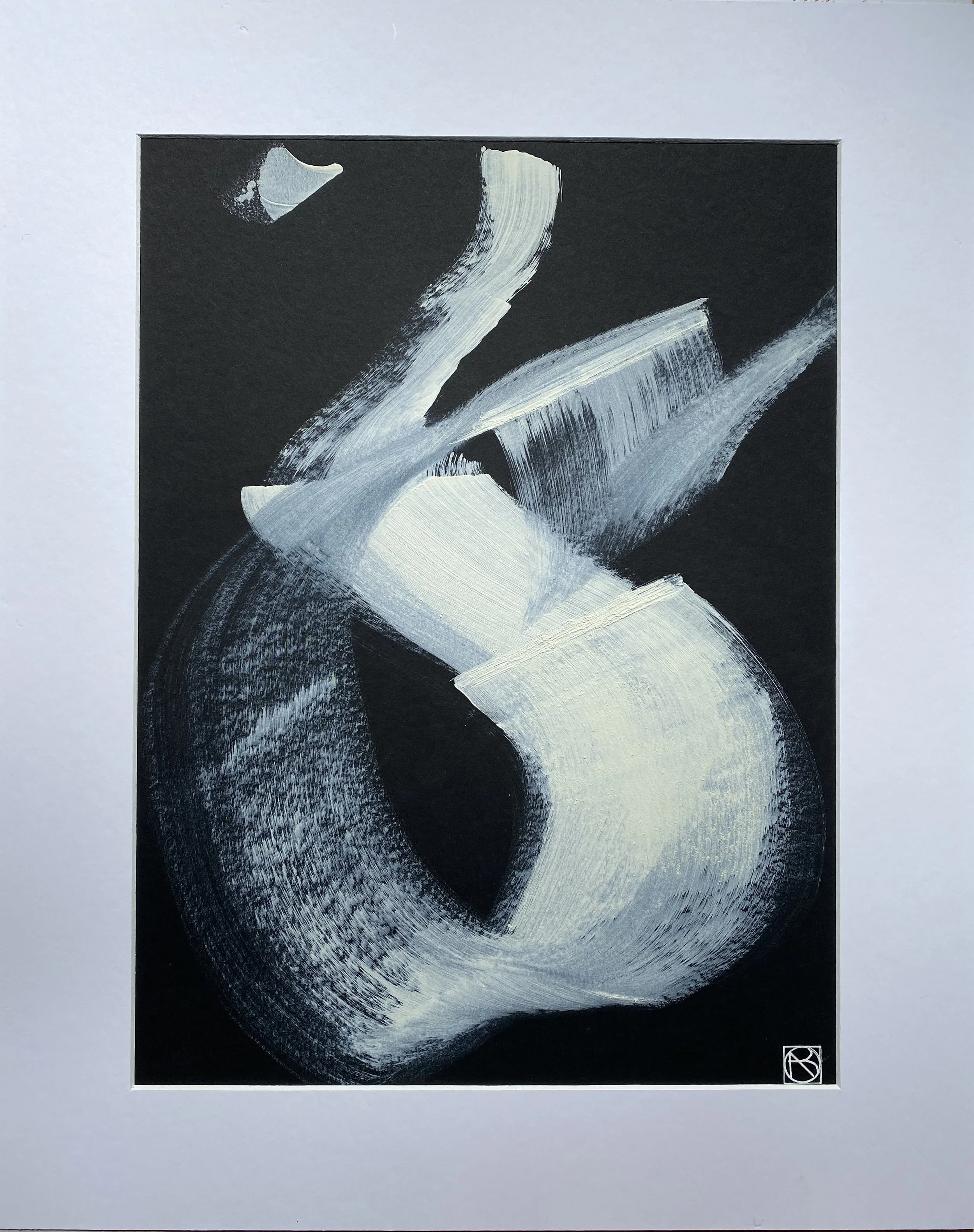 Huile sur papier noir, 29,7X42