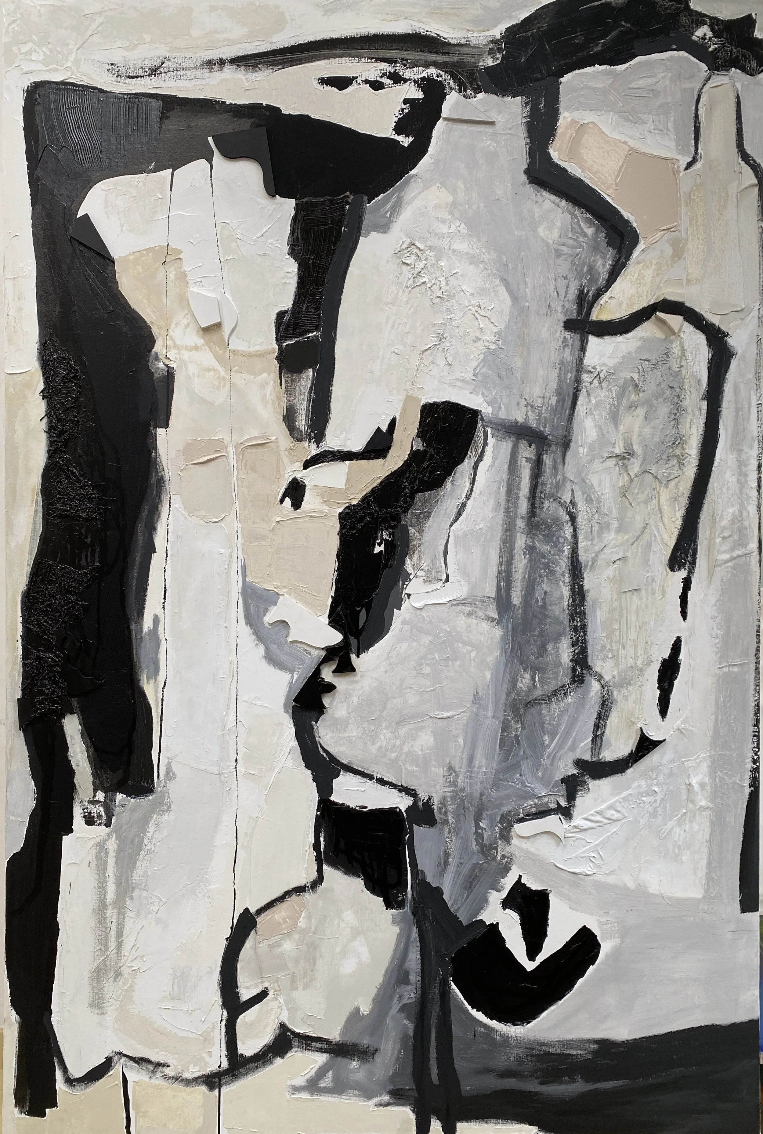 Vendu- MatièreS, techniques mixtes, matières naturelles et/ou organiques, huile sur toile, 130X195