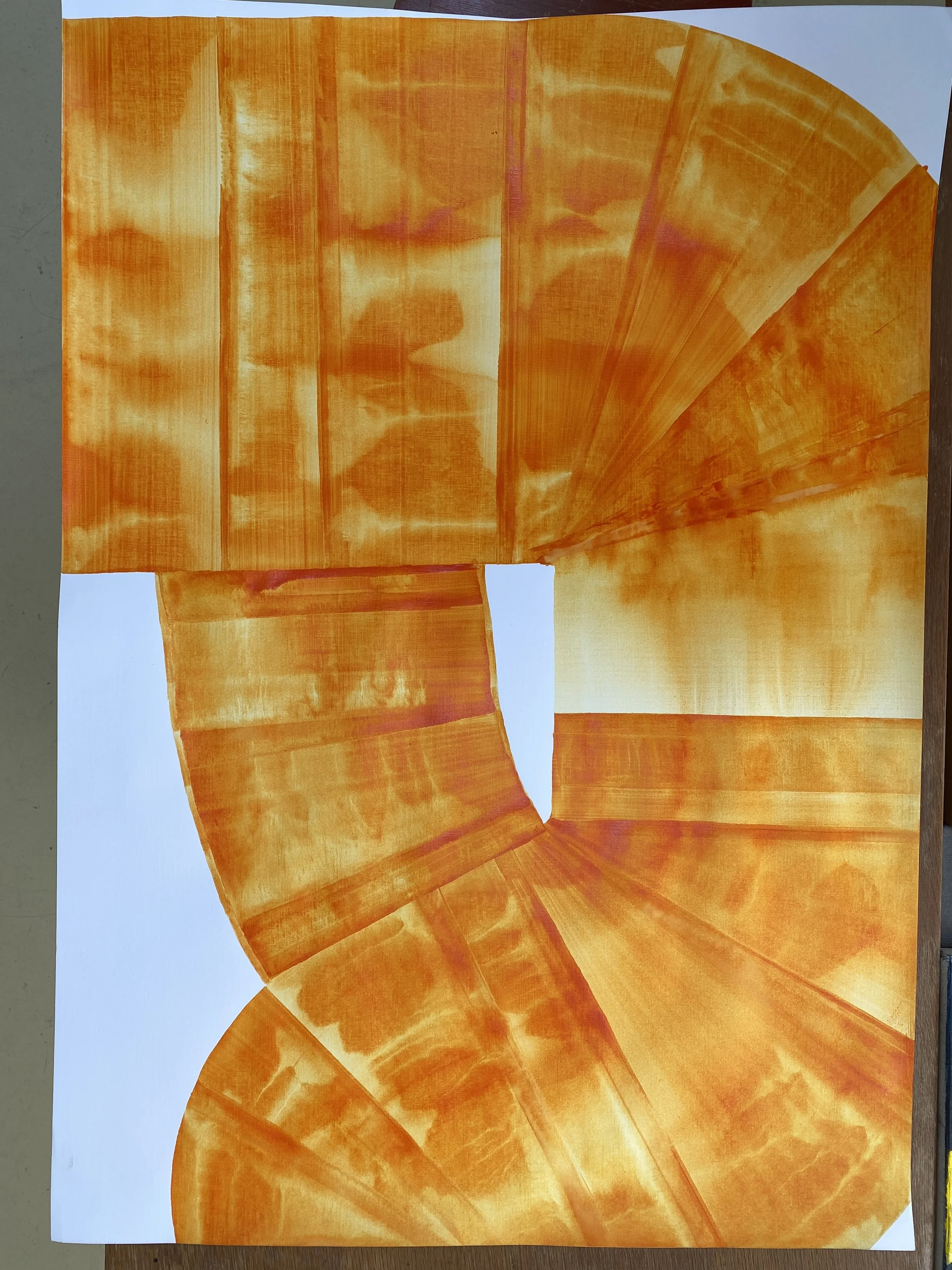 Tourbillons et Connexions, encre sur papier toilé, 72X102