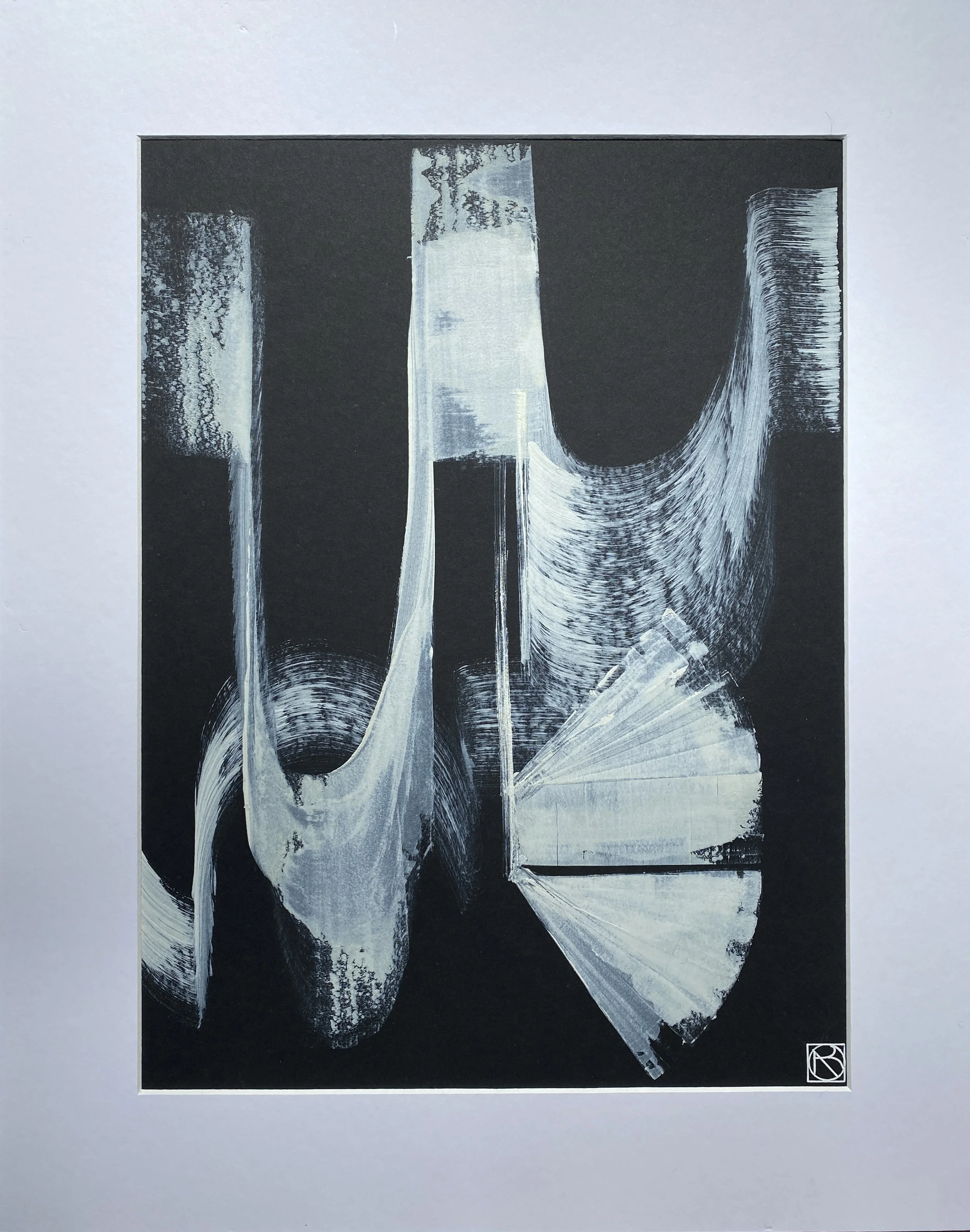 Huile sur papier noir, 29,7X42