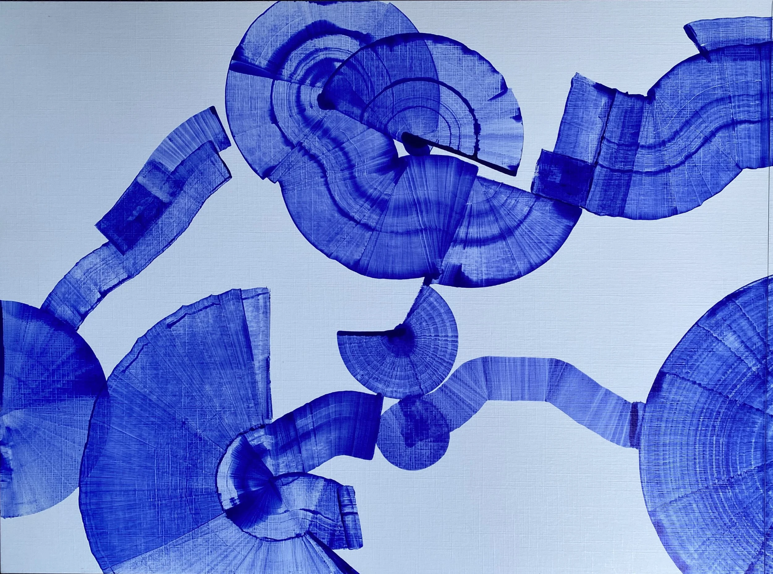 Tourbillons et Connexions, encre sur papier toilé, 30X40