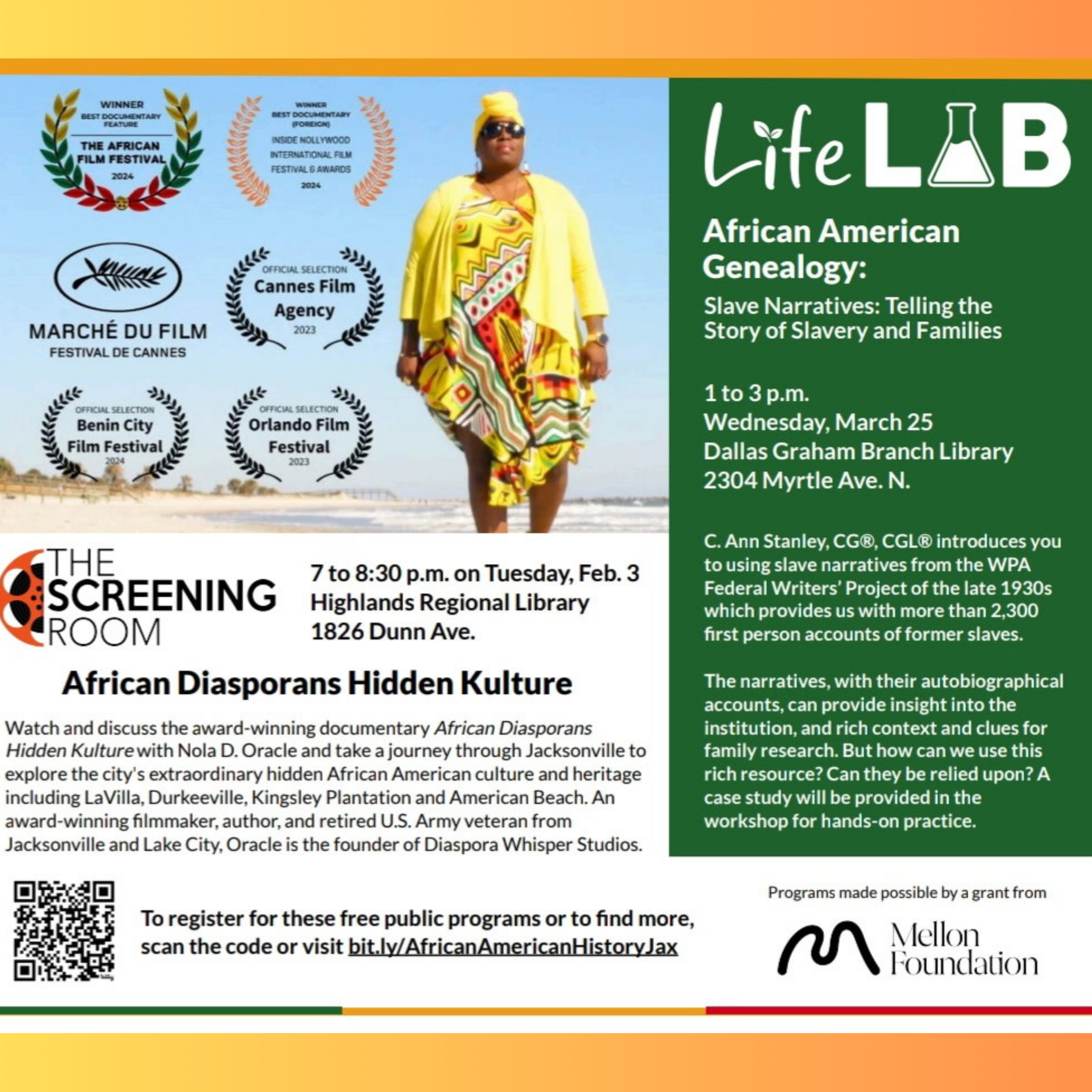 February 3rd, Jacksonville Public Library Screening of African Diasporans Hidden Kulture