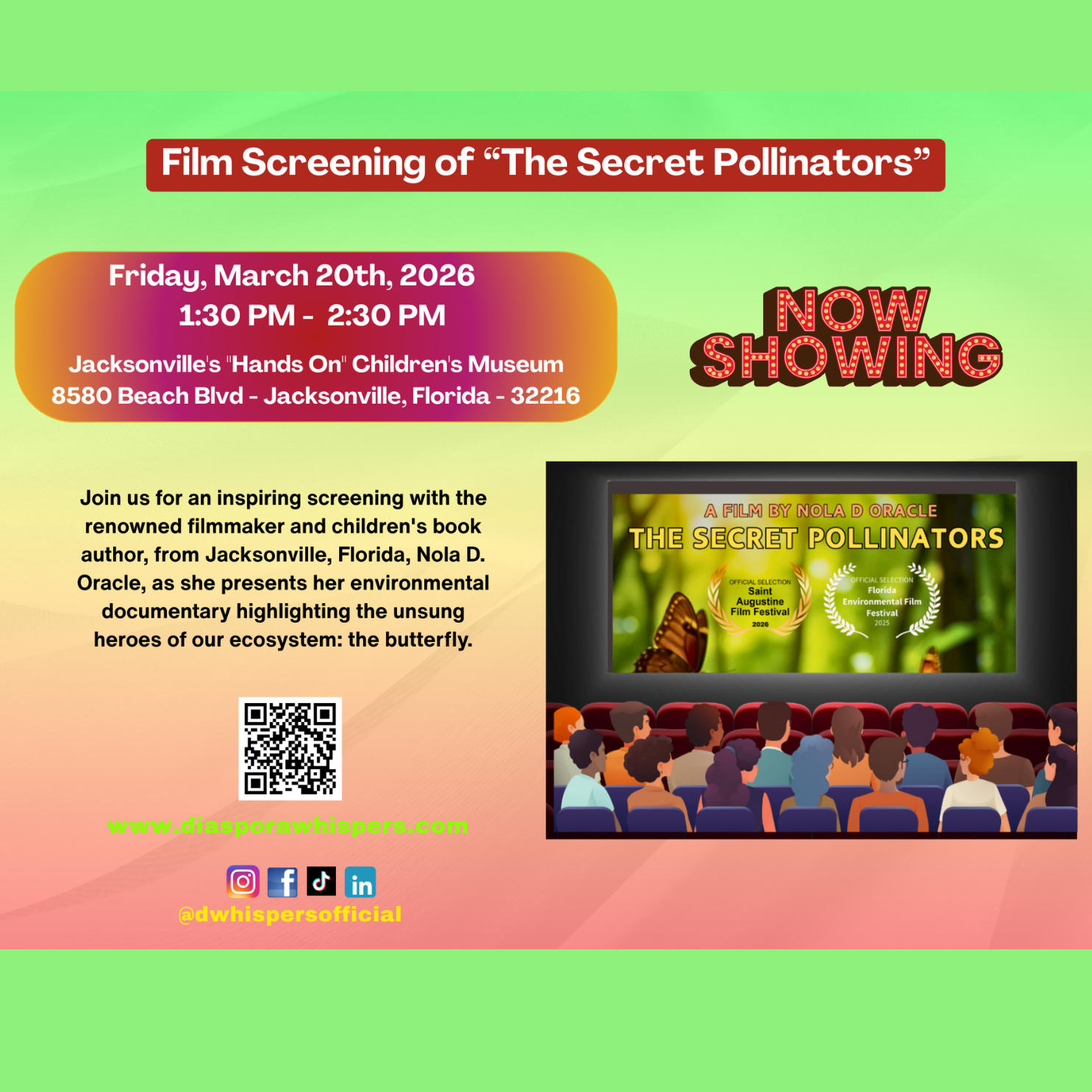 March 20th, Film Screening of “The Secret Pollinators”