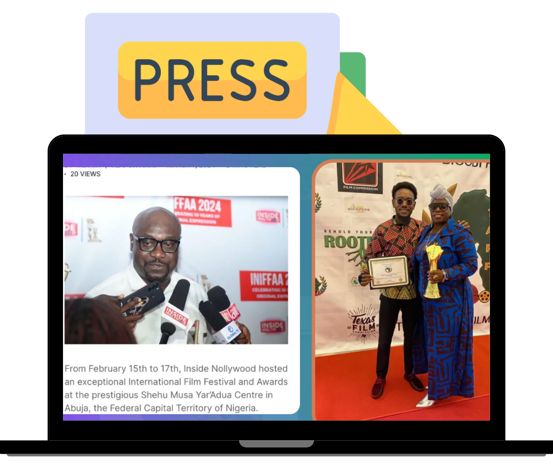 Diaspora Whispers Studios featured in national and international press highlighting award-winning independent films, film festivals, media interviews, and industry recognition.