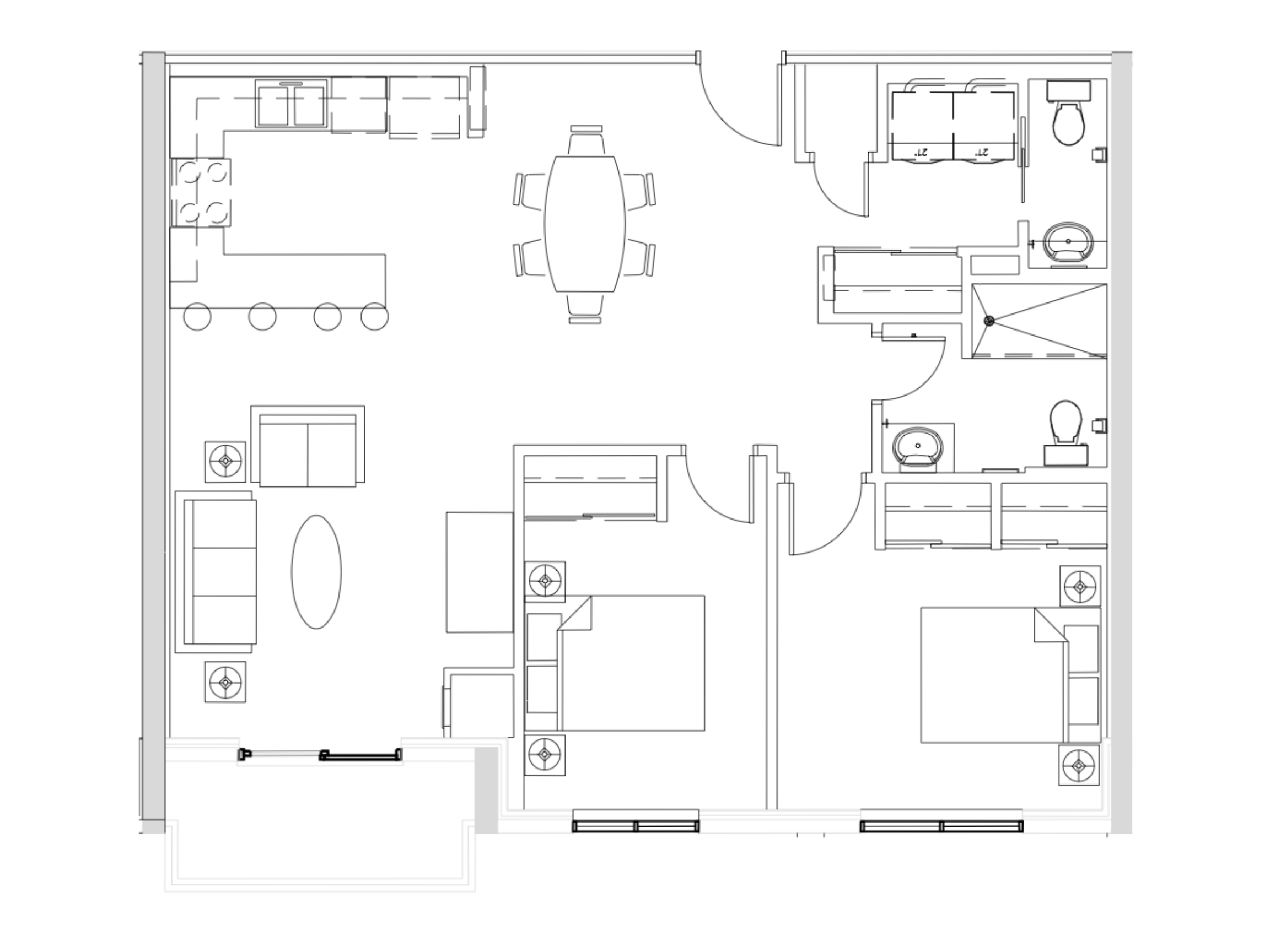 2 bedroom apartment St Thomas Floorplan 2
