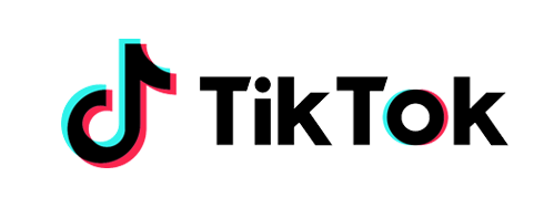 TikTok logo with black background, featuring a stylized musical note in cyan, magenta, and black next to the word "TikTok" in black.