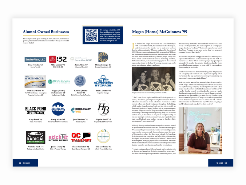 highlighting alumni-owned businesses in the magazine section along with 3 pull out alums 