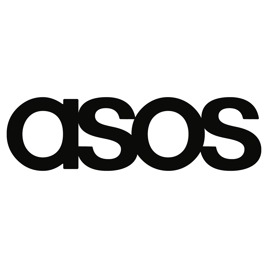 Black 'asos' logo on a white background.
