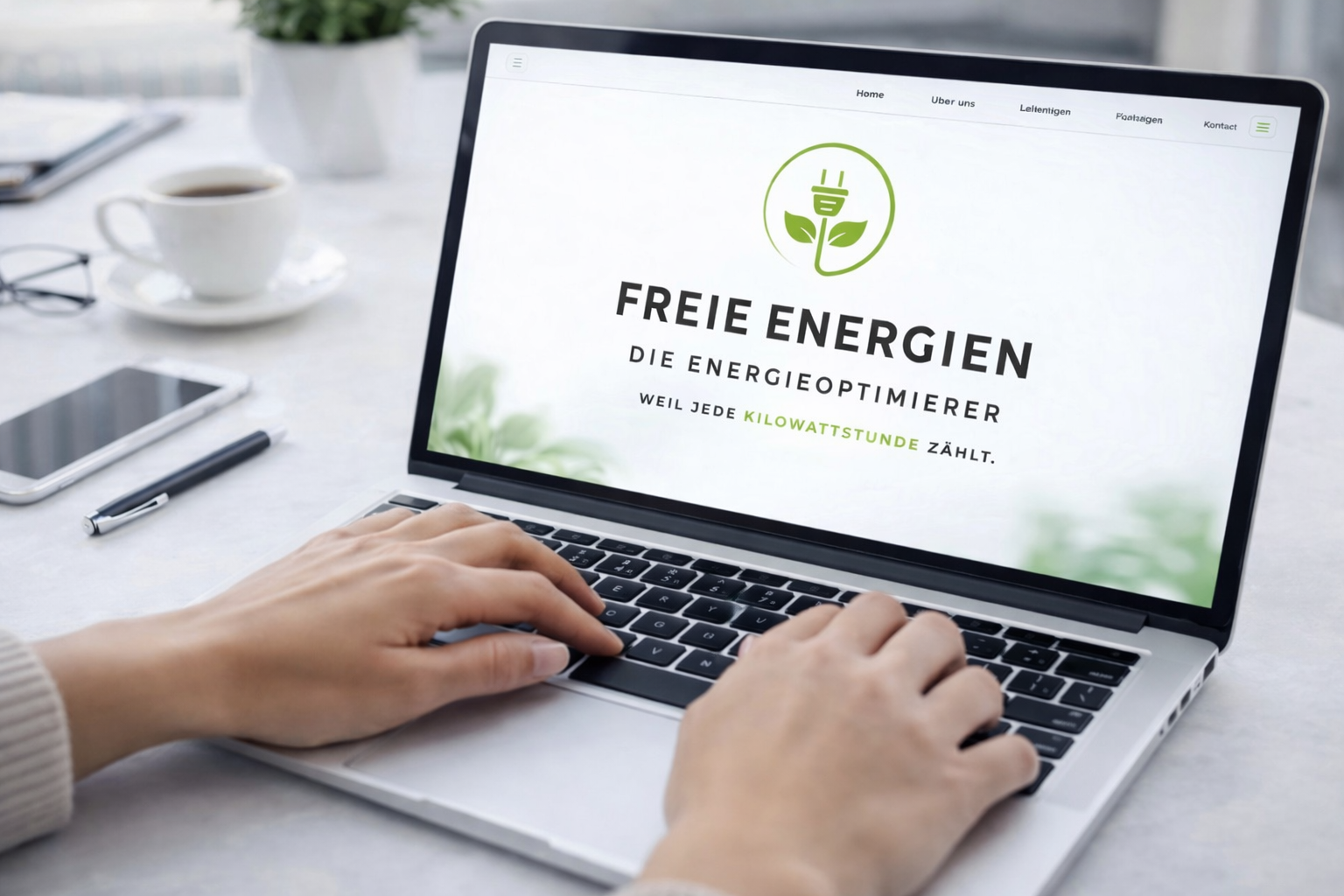 Energieberatung und Tarifvergleich am Laptop- Analyse von Strom und Gasverträgen zur Optimierung der Energiekosten im Unternehmen