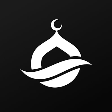 A white abstract logo on a black background featuring a crescent moon at the top, a curved dome shape beneath it, and a wavy line at the bottom.