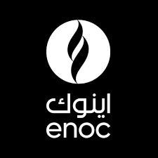 Enoc logo with a stylized flame symbol above the word 'enoc' in English and Arabic.