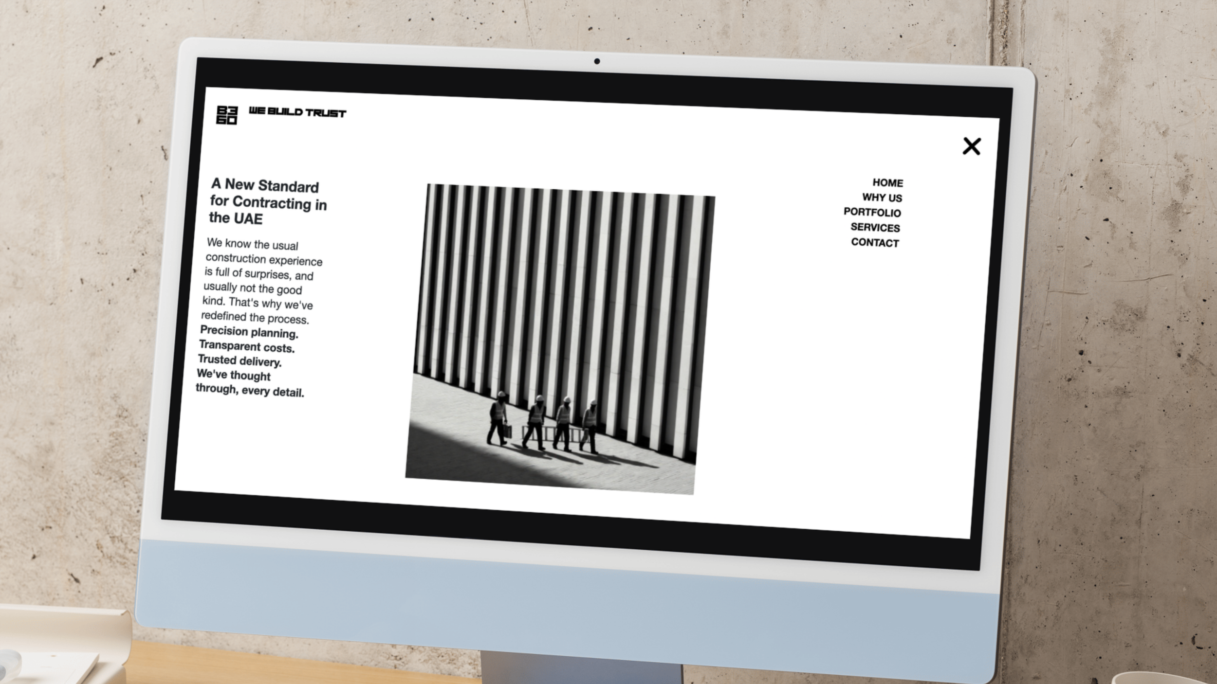 They are Emirati builders whose work is driven by long-term relationships and trust. Many of their clients are high-profile, and projects often cannot be publicly shared. Instead of relying on real project photography, we used carefully art-directed 