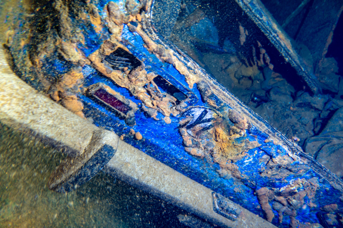 The captains car on the sunken zenobia wreck in Larnaca, Cyprus. 