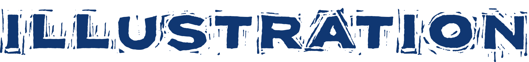 The word 'ILLUSTRATION' written in blue, stylized, sketchy font.