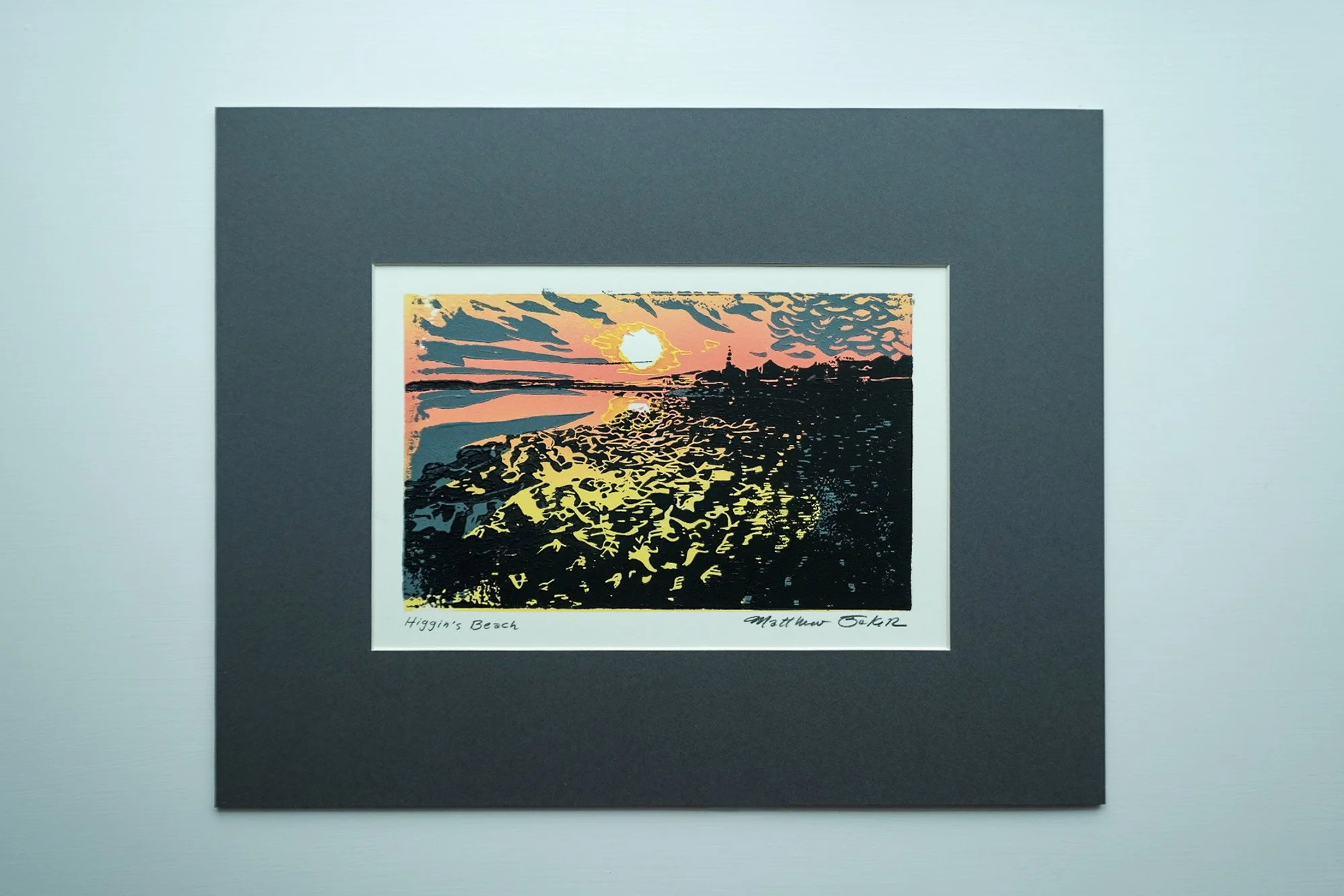 Higgins Beach Maine Linocut Print