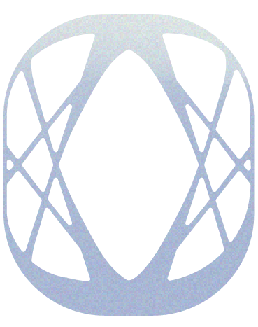 A stylized, empty basketball hoop with a white net against a black background.