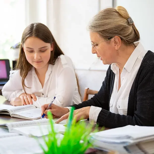 tutor giving student resources