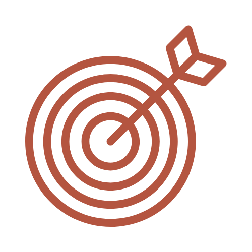 Ein Zielscheibe mit einem Pfeil, der genau ins Zentrum trifft.