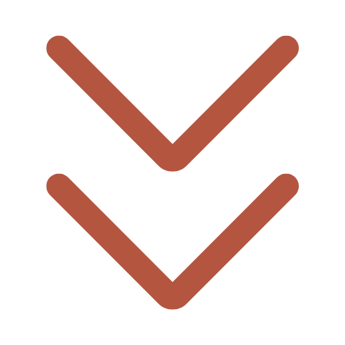 Zwei nach unten zeigende Pfeile in Braun vor weißem Hintergrund.