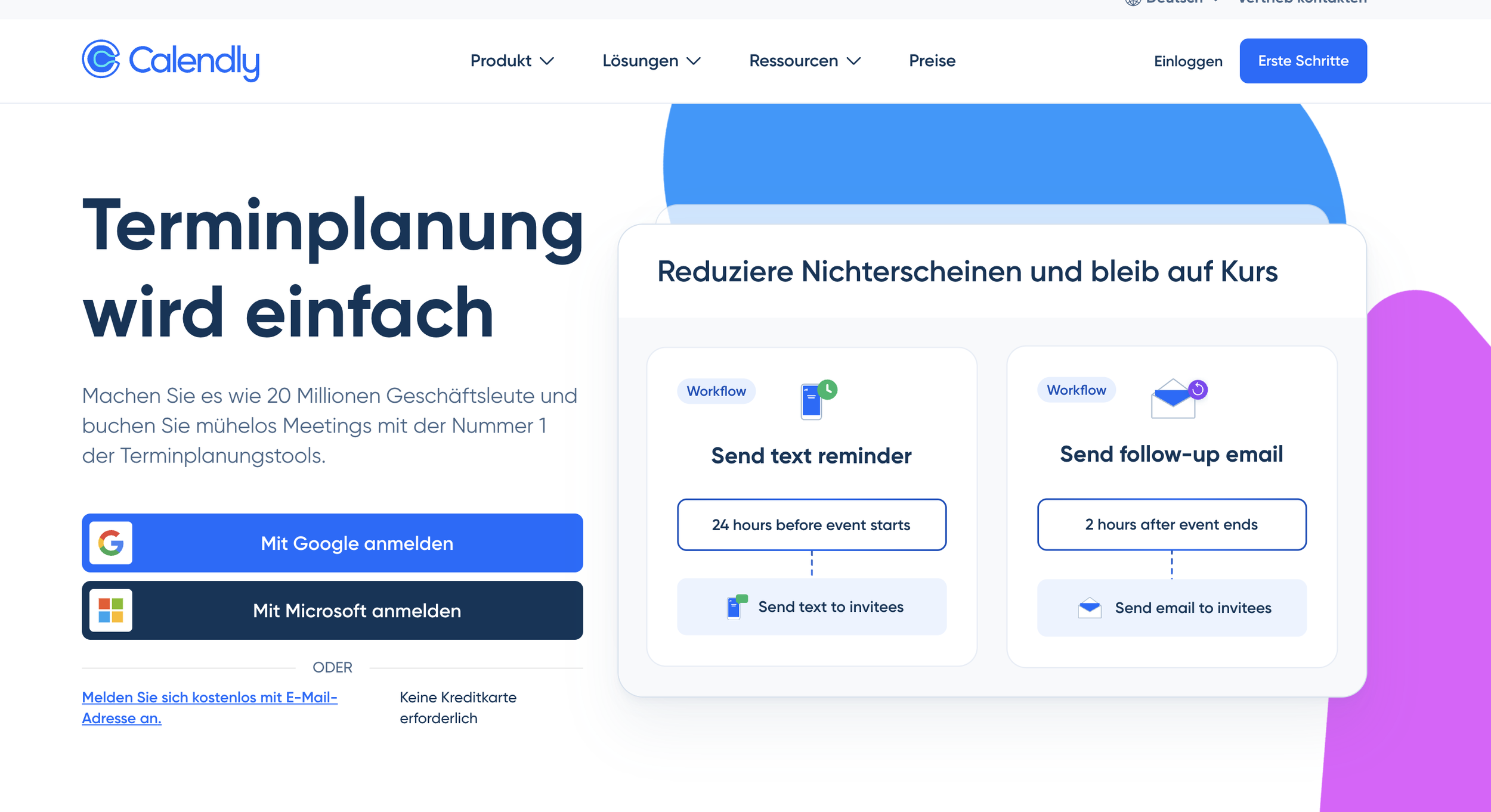 Screenshot der Webseite Calendly.