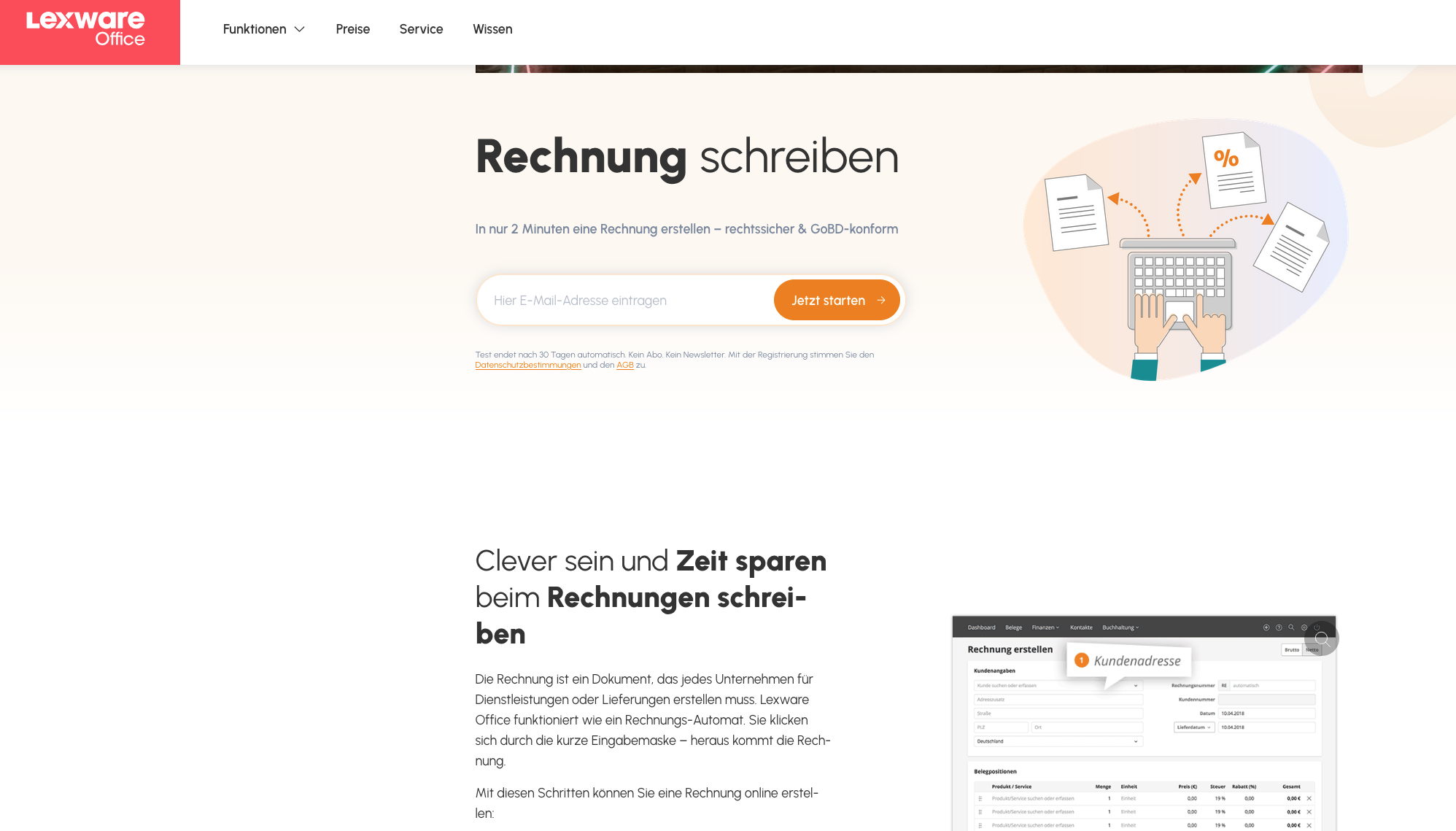 Screenshot der Webseite von Lexware Office.