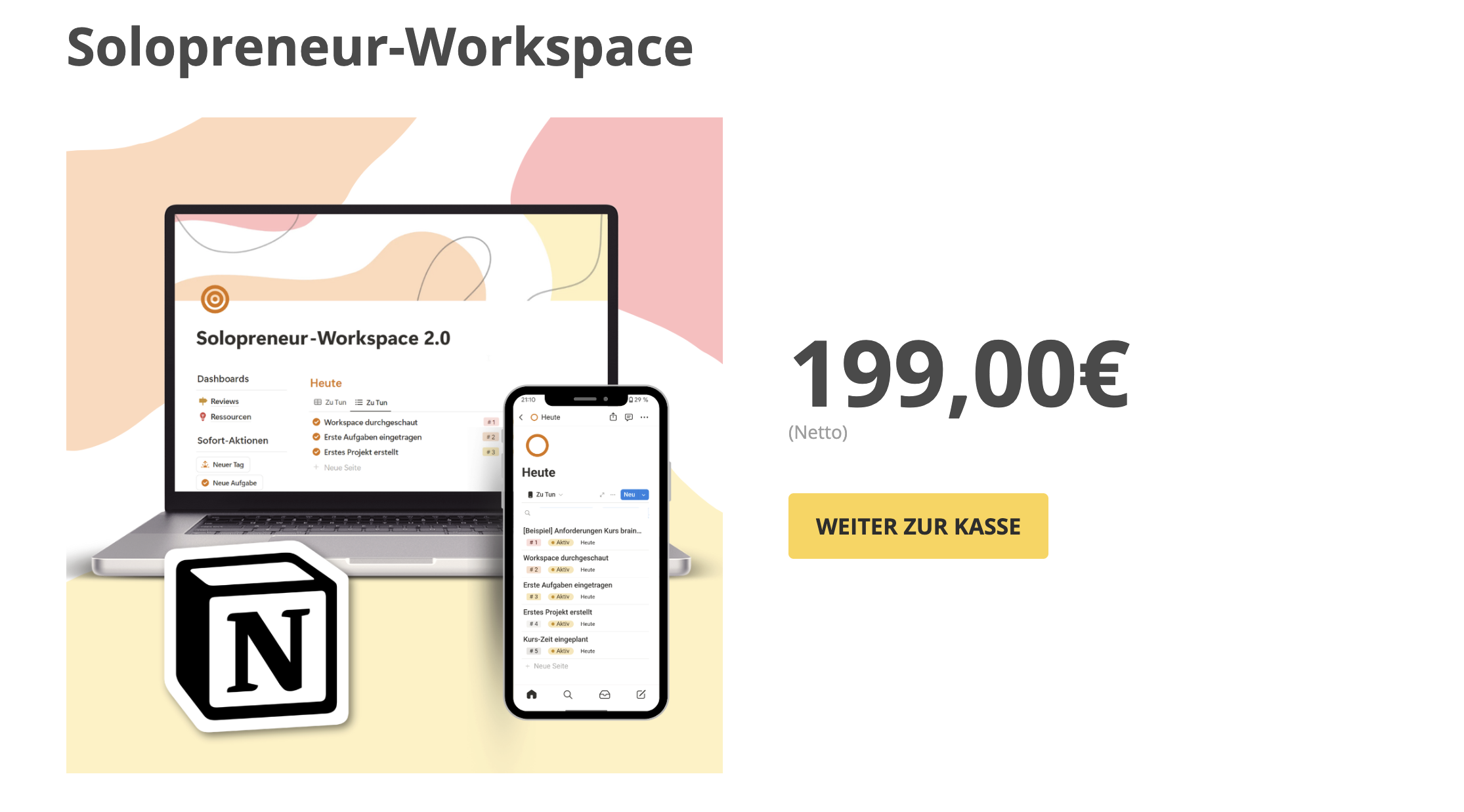 Screenshot des Solopreneur-Workspace 2.0.