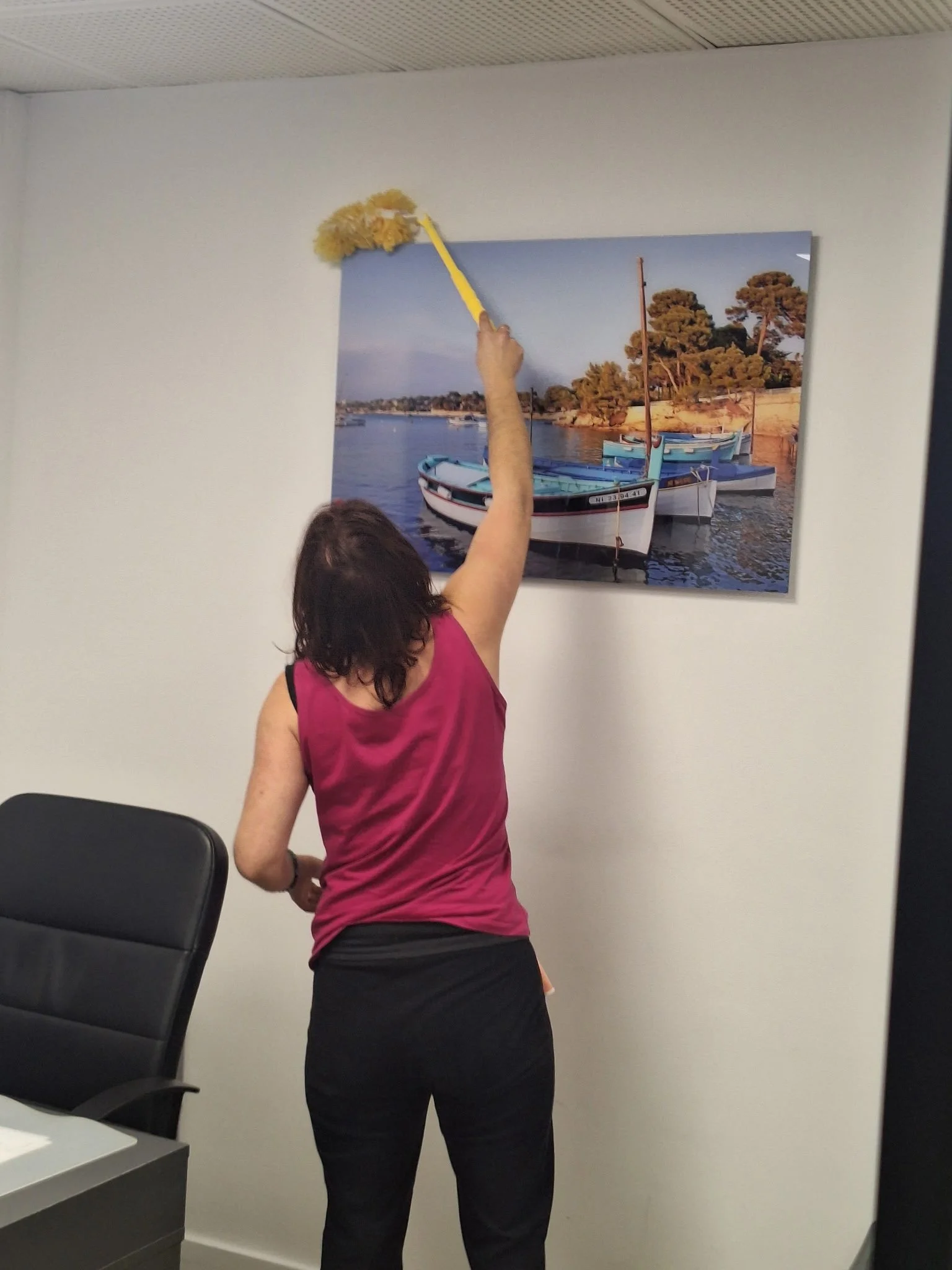 Nettoyage en hauteur lors d'une prestation de ménage à Antibes par Griffon Terre Verte