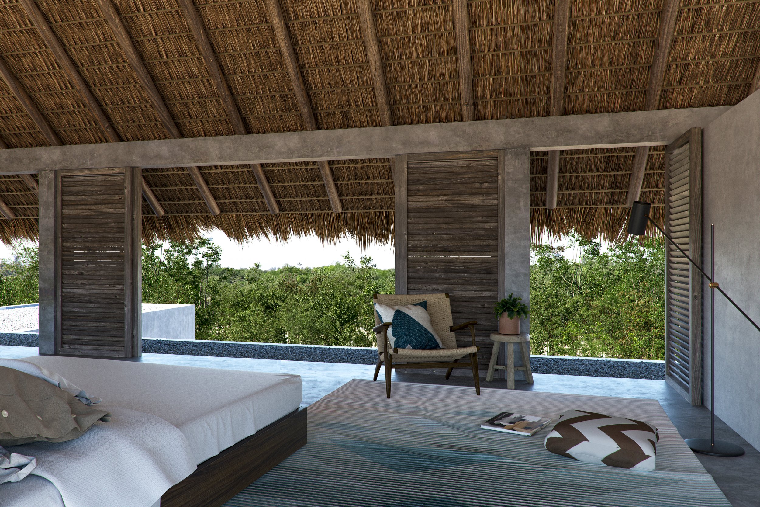 Bedroom overlooking the canopy of the trees