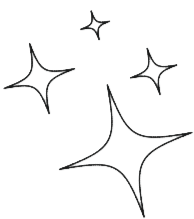 Handgezeichnete glitzernde Sterne in Schwarz auf schwarzem Hintergrund.