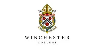 Winchester College crest with shield, crown, and motto