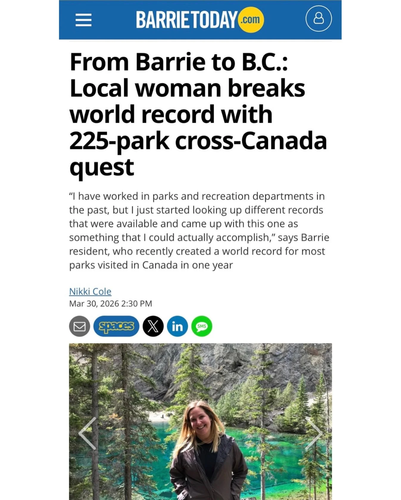 I visited 225 parks across Canada last year and received a World Record 🏆

There&rsquo;s an article about it in my bio