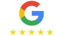 Google logo with five yellow stars underneath