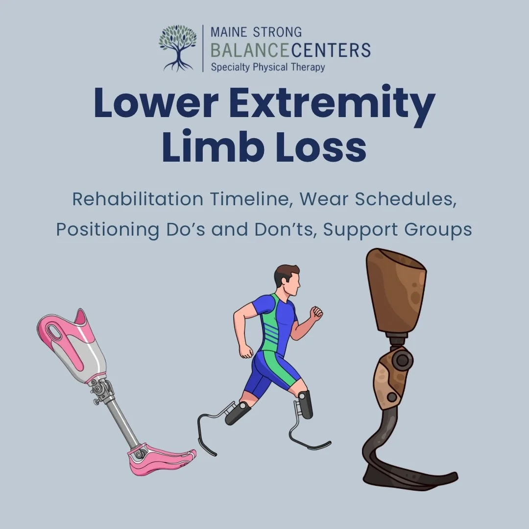February 🗓️ is Limb Loss month at the Balance Centers which means that we will be sharing information, resources, treatment ideas and more related to the topic. 

Have you heard of a wear schedule? Positioning recommendations? And expected rehabilit