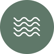 Icon with three wavy lines inside a green circle