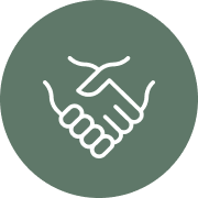 Icon of a handshake inside a circle