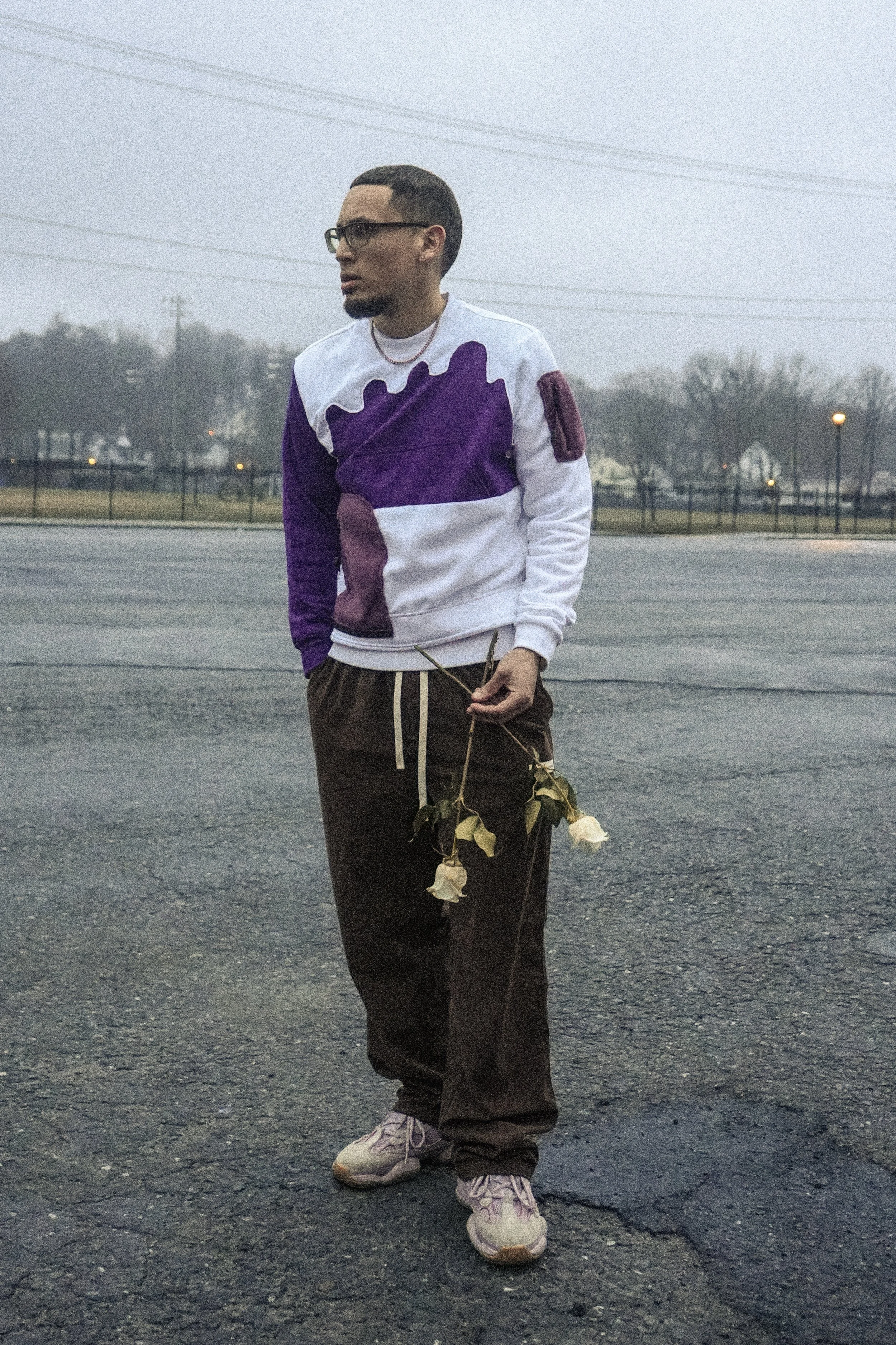 V Rivers at a photoshoot for his single SVVE ME, co-produced by Noble.