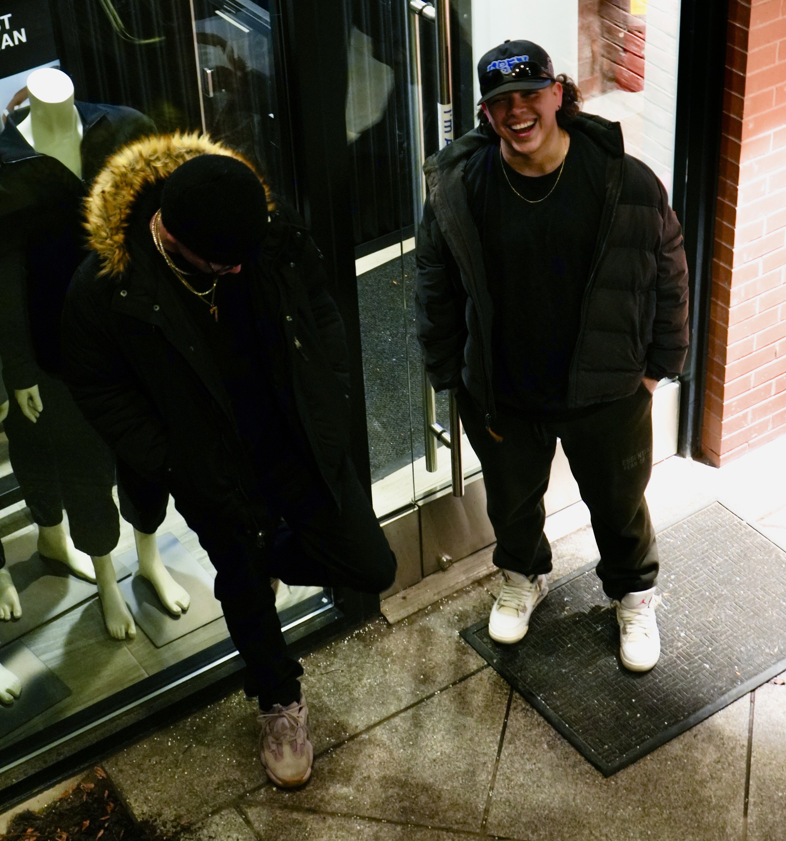 V Rivers & RAME outside a clothing store in Boston, MA.