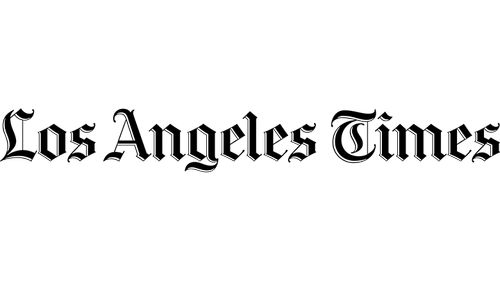 The logo of the Los Angeles Times with black background and white stylized text.