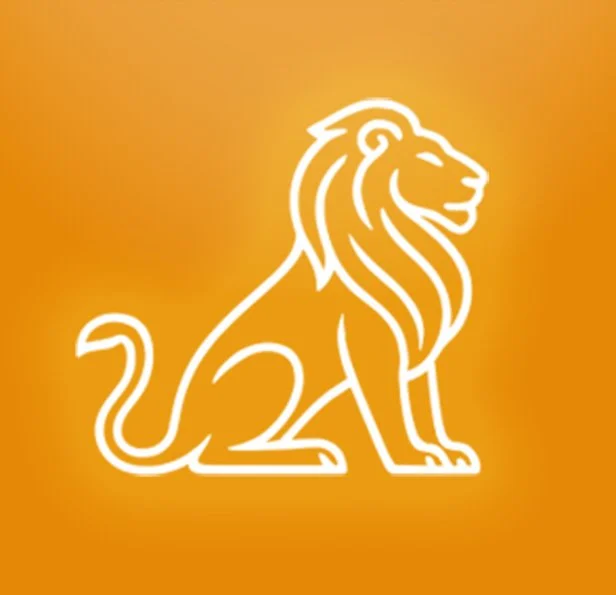 Icon of an open book with lines of text and a feather quill pen, in blue and orange.