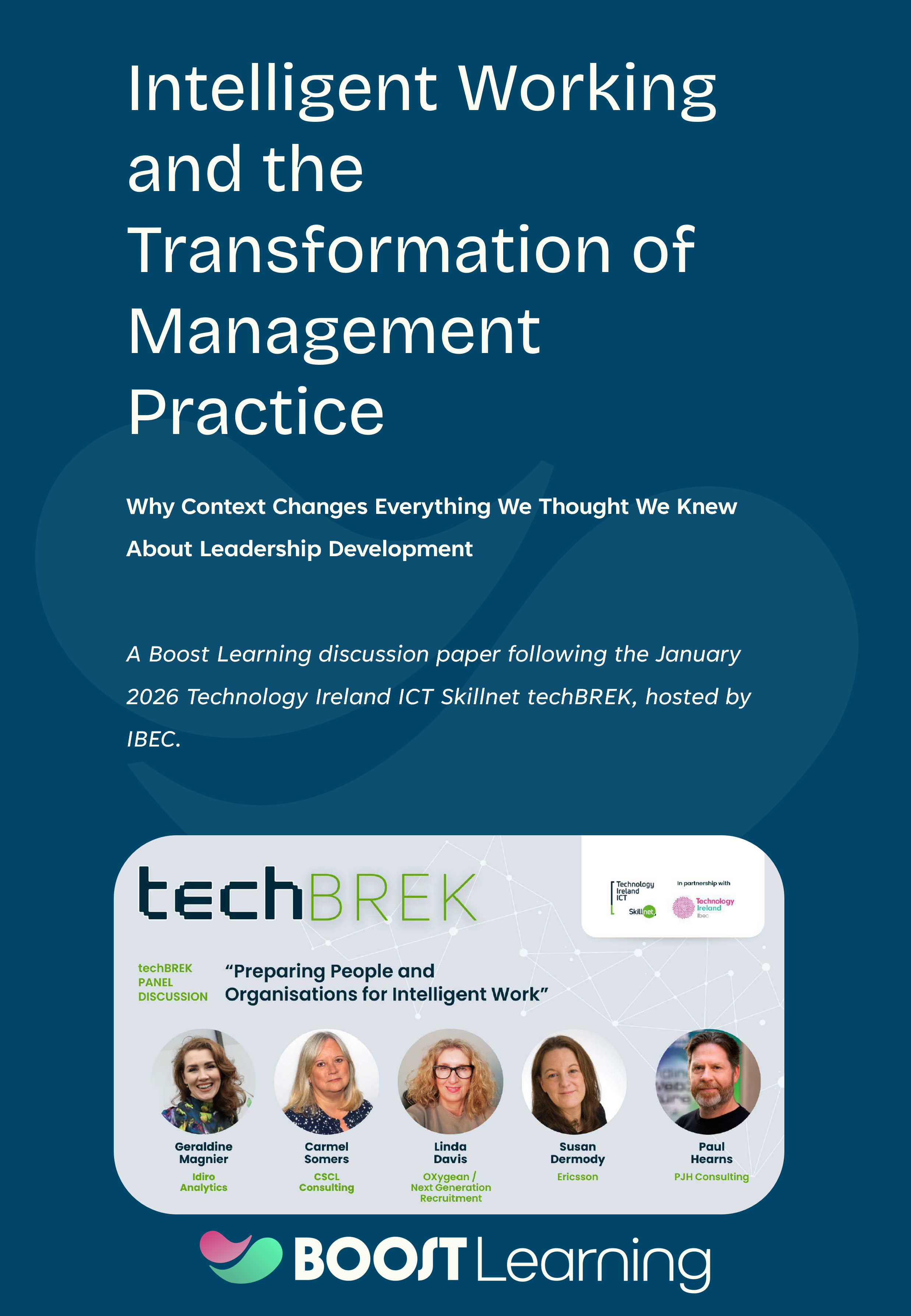 The front title page of the discussion paper on Intelligent Working and the Transformation of Management Practice..