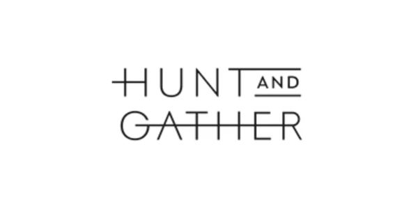 Text that reads 'HUNT AND GATHER' with a minimalist design.